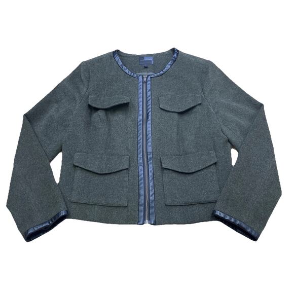 The Limited Wool Blend Cropped Moto Blazer Jacket Large Classic Forest Fairy - Picture 1 of 15